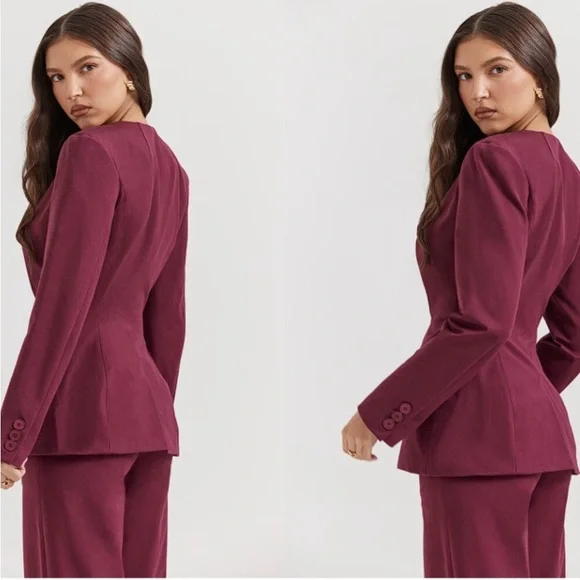 House of‎ CB 'Theodora' Wine Deep V Blazer NWOT size M - Picture 11 of 12